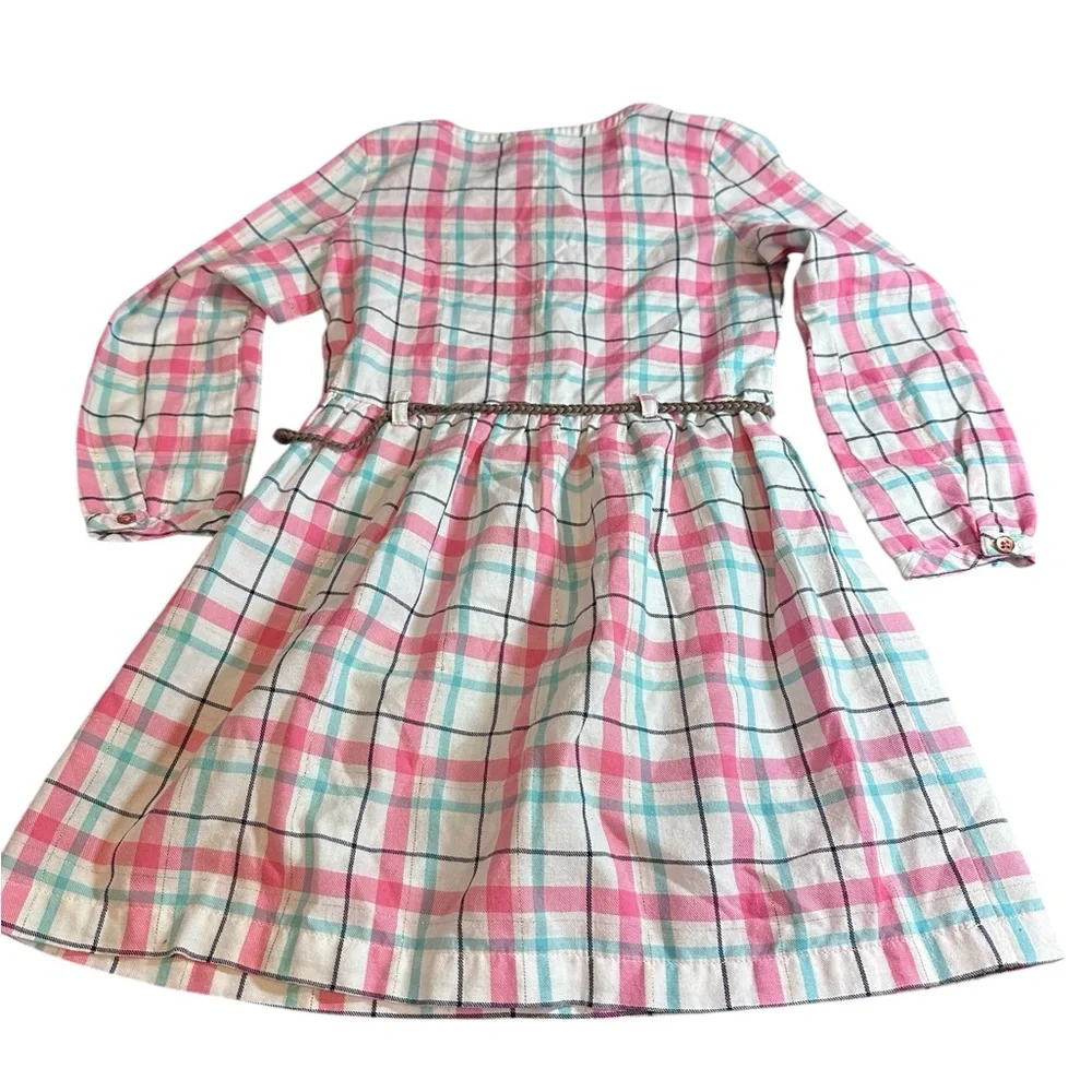 Carter’s Girls Plaid Long Sleeve Dress‎ Size 5T Pink Blue Belted